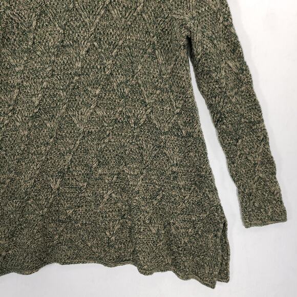 Eight Eight Eight Turtleneck Sweater Womens Small Green Tan Marled Diamond Knit - Picture 4 of 12